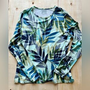 Women's Tropical Leaf Quick Dry Long Sleeve Sun Tee by Hang Ten Medium